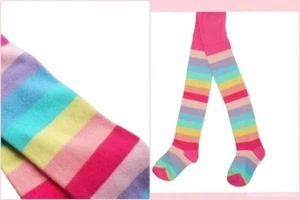 NWT GIRLS PINK MULTICOLOR STRIPED TIGHTS 2-3, 4-6, 7-8 - Picture 1 of 4