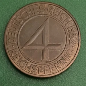 *1, Drittes Reich 4 Pfennig, 1932 vz fast unzirkuliert, schauen Sie sich den Laden an - Bild 1 von 4