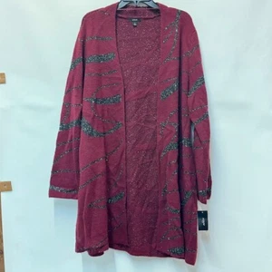 Alfani Women Plus 2X Malbec Red Swirl Shimmer Cardigan Sweater NWT CY55 - Picture 1 of 5