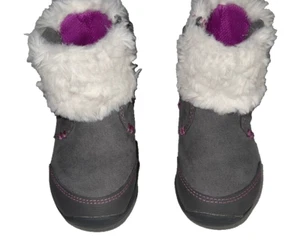 Surprize Stride Rite Delrae grau Kunstfellbesatz Freizeitstiefel Kleinkind Mädchen Größe 5 - Bild 1 von 10