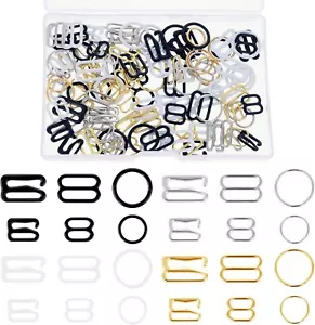 AHQiZFX 120PCS Bra Strap Hooks, Metal Bathing Suit Clips Clasp, Adjustment... - Picture 1 of 7