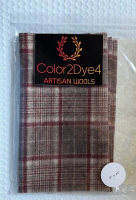 Vintage Pattern Wool: appliqué, rug, craft: (1) 9" x 22" Red, Tan and Grey - Image 1 of 3