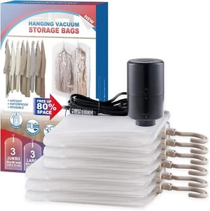 Hanging Vacuum Storage Bags, 6 Pack Hanging Storage Bags for Clothes - Picture 1 of 4