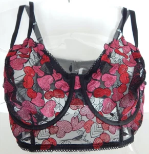 Torrid Curve Size 3 Sexy Bra Black Red Hearts Valentines Anniversary NEW W/Tag - Picture 1 of 13