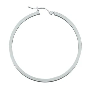 Pendientes de aro cuadrados de oro blanco de 14 K - 1 3/4 de pulgada - Imagen 1 de 2