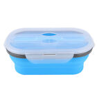 (Blau)800ml Tragbare Faltbare Silikon Lunch Box Bento Boxen
