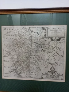 1607 Antique Saxton / Kip County Map of Nottinghamshire- from Camden's Britannia - Picture 1 of 4