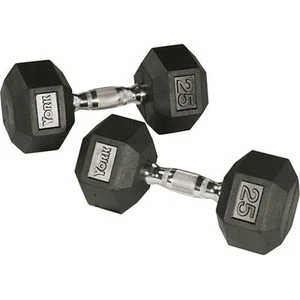 York Barbell Rubber Hex Dumbbell with Chrome Ergo Handle - 60 lbs - Picture 1 of 1