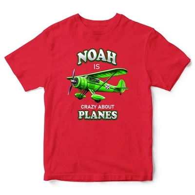 Crazy About Planes Personalised T Shirt For Boys shirt Gifting Boy Birthday G... - Image 1 of 4