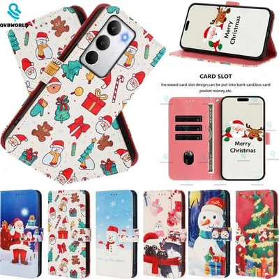 Christmas Painted Wallet Case Phone Cover for OPPO Realme 14 13 11 9 C71 C67 C65 - Image 1 of 4