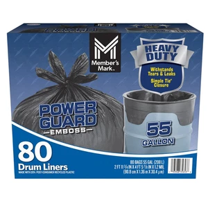 Member's Mark Heavy Duty 55-Gallon Drum Liner Trash Bags, 80 ct. - Picture 1 of 4
