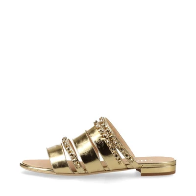 Sandalias Chanel Coco Mark Cadena Cuero 38 1/2 Damas Dorado G34923 Tiene Plantilla Orina Foto 1 de 4