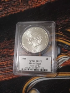 2015 $1 SILVER EAGLE PCGS MS70 FIRST STRIKE JOHN MERCANTI EA101 - Picture 1 of 2