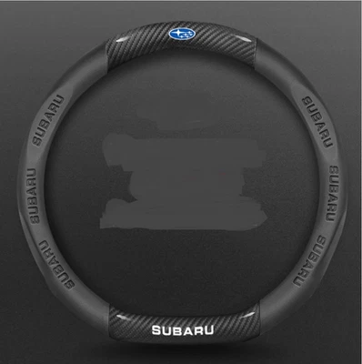15" PU Leather+Carbon fiber Steering Wheel Cover For 1968-2025 Subaru All Cars - Image 1 of 4