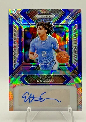 2024 Prizm Draft Picks Elliot Cadeau Signatures Blue Pulsar Auto /75 - Image 1 of 2