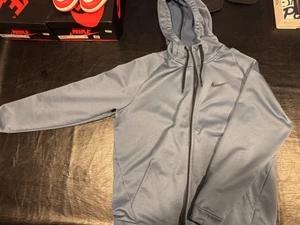 Chaqueta con Capucha Nike Para Hombre Cremallera Completa Azul Ligera Entrenamiento Atlético Talla XL - Imagen 1 de 7