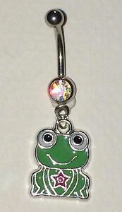 ADORABLE! FROG ENAMEL PAINTED DANGLE NAVEL BELLY RING