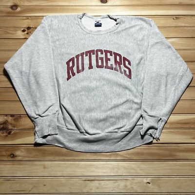 Sudadera Vintage Años 90 Distressed Champion RUTGERS College Cuello Redondo Talla Mediana Foto 1 de 4