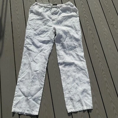 Saks Fifth Avenue 100% Linen White  Womens Size Large Pants - Image 1 of 4