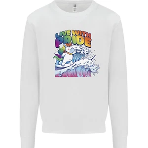 Live With Pride Unicorn Gay Pride Awareness LGBT Kids Sweatshirt Jumper - Picture 1 of 71