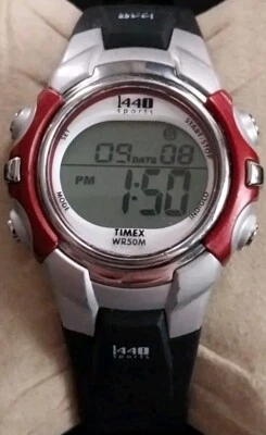 Timex 1440 Sports Digital Quartz Watch CR162O VV C.A.T. Dual Time New Battery  - Image 1 of 4