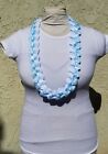 Baby Blue and White Graduation Lei Wide Ribbon Lei Baby Shower Ready2Ship
