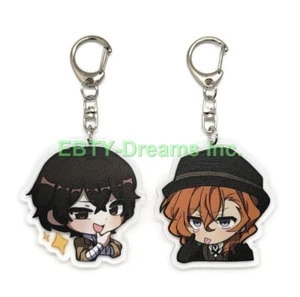 Set of 2 Bungou Stray Dogs Anime Acrylic Keychain Osamu Dazai Chuuya Nakahara v3 - Picture 1 of 2