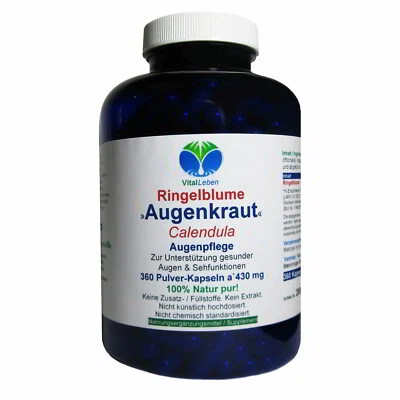 VITALLEBEN Augenkraut Ringelblume 360 Kapseln Sehkraft & Augen Vitamine Lutein . 26960-360