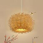 LED Rattan Chandelier Round Bird&#39;s Nest Woven Lamp Pastoral Vintage Chandelie