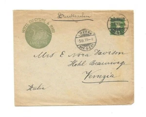 Advertising Envelope 1910 HOTEL DU CIGNE & RIGI Lucerne Switzerland Swan - Picture 1 of 1