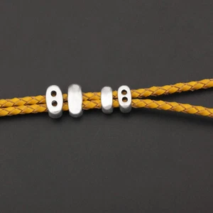 20Pcs Silver 3mm 4mm Round Double Strands Sliders Spacer Beads Jewellry Findings - Picture 1 of 8