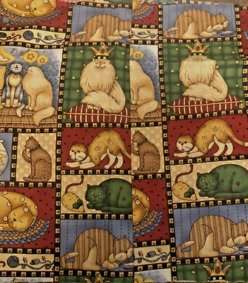 VTG Novelty Cat Patches Fabric by Debbie Mumm Mumms the Word Crafts 35"x 13" - Image 1 of 4