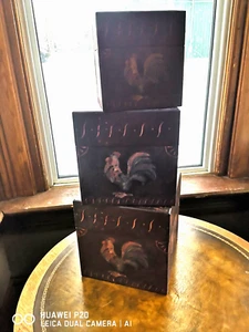 Nesting Boxes Bob's Shimmell's Rooster Christmas Susan Winget Primitive Set of 3 - Picture 1 of 4