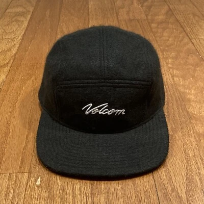 Volcom 5 Panel Hat Men's Strapback Felt Black Embroidered Logo Acrylic | EUC!!! - Image 1 of 4