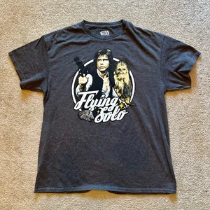 Star Wars Han Solo Flying Solo Short Sleeve T-Shirt Mens Size Large (L) Grey - Picture 1 of 2