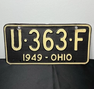 Vintage Ohio Nummernschild schwarz #U363F Waffel Stil 1949 OH lokale Wohnkultur Handwerk - Bild 1 von 22