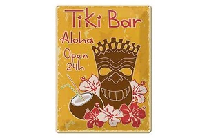 Blechschild Alkohol 30x40 cm Tiki Bar Aloha Hawaii Metall Deko Schild tin sign - Picture 1 of 5