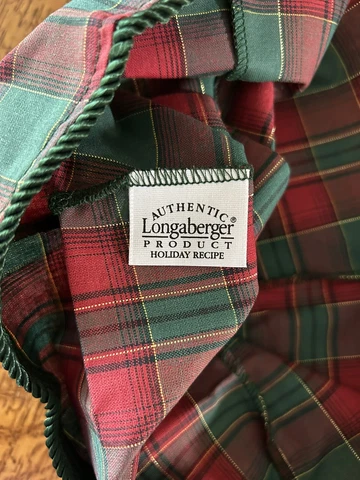 Longaberger EVERGREEN PLAID Small Recipe Basket Fabric Liner #2741382 Cover