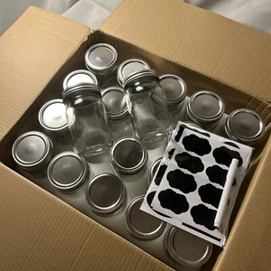 20 Pack 350 ml 12 oz Glass Mason Jars With Smooth Silver Lids - Picture 1 of 7