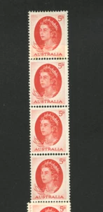 M2616 Australia 1965 SG354ca - 5d red in strip of 44 comprising 22 coil pairs - Picture 1 of 2