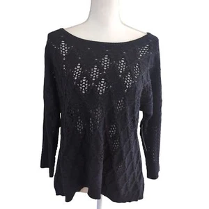 NWT Nic + Zoe Black Knit 3/4 Sleeve Sweater Size XL - Picture 1 of 12
