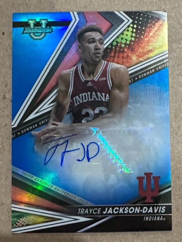 2022 Bowman University Best Trayce Jackson-Davis Rookie auto Refractor Blue /150