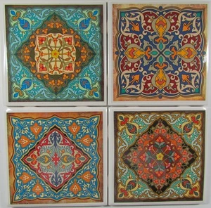 Set of 4 -Ceramic Tile Coasters - Moroccan  (Buy 2 Sets - Get 1 Set Free)  1 A - Bild 1 von 7