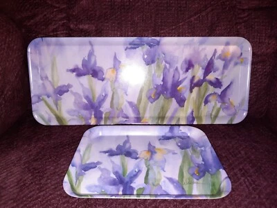 2 Wilder Melamaster Flag Plates 16" & 7.5" purple Floral great Britain plastic - Image 1 of 3