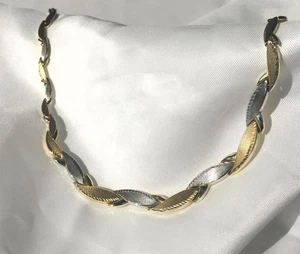 10K Turkey Yellow & Gold 3D Flat Diamond Cut Taper Link Chain Necklace 16" 9.2g - Picture 1 of 8