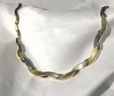 10K Turkey Yellow & Gold 3D Flat Diamond Cut Taper Link Chain Necklace 16" 9.2g - Image 1 of 4