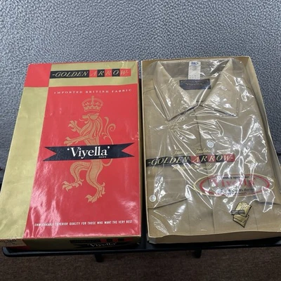 Vintage Arrow Viyella Shirt Men Large Brown Loop Collar 50s 60s Wool Flannel - Image 1 of 4