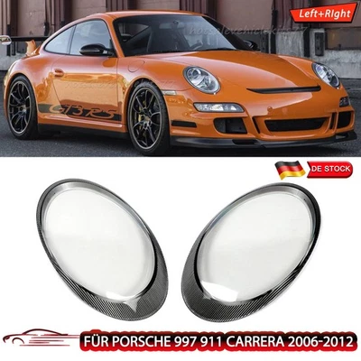 2PCS Für Porsche 997 911 Carrera 2006-2012 Fronts Scheinwerferglas Abdeckung L+R - Bild 1 von 4