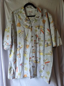Disney Mens Blue Mickey Mouse Tropical Beach Button Down Cotton Shirt Size 2XL - Picture 1 of 13