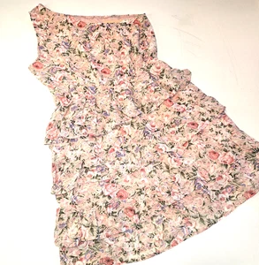 Mini Vestido Floral BTFBM Un Hombro Volantes Falda Cinturón Talla Med - Imagen 1 de 9